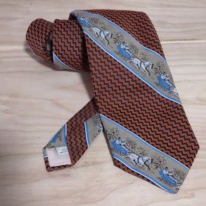 Vintage Gentry BEAU BRUMMELL Polyester Horse Drawn Sleigh Hipster Necktie Tie